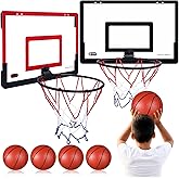 Sosation 2 Pcs Mini Basketball Hoop with 4 Basketball, Sticky Hook, Pump, Indoor No Drilling Basket Ball Hoop Decompress Game for Kid Adult Back to School Gift
