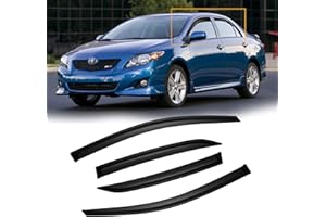 CMVT Auto Window Visors for Toyota Corolla 2009-2013, Rain Guards Shields Vent Shade Deflector Dark Smoke 2010 2011 2012, Tape-On, 4PCS