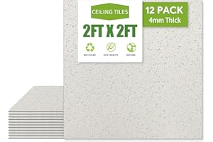 NOOOZA 2ft x 2ft Printed Pro Ceiling Tile，Drop Ceiling Tiles 24 x 24in. Waterproof, Washable and Fire-Rated - Reusable - High-Grade PVC to Prevent Breakage-Package of 12 Tiles