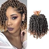 VIOLET Pre-twisted Passion Twist Crochet Hair 6 Inch 9 Packs Passion Twist Hair Pre Looped Ombre Blonde Short Passion Twist Hair Crochet Braids Hair Extensions(T27,6 Inch,9 Packs)