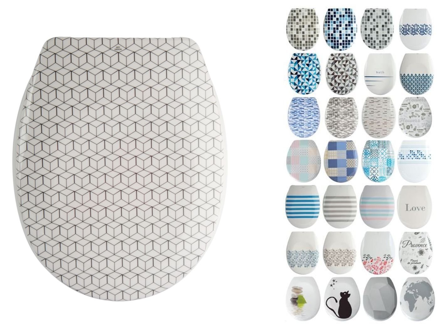 MSV Mozaic Toilet seat Made of Duroplast with Soft Close, Mosaic, 30 x 20 x 15 cm