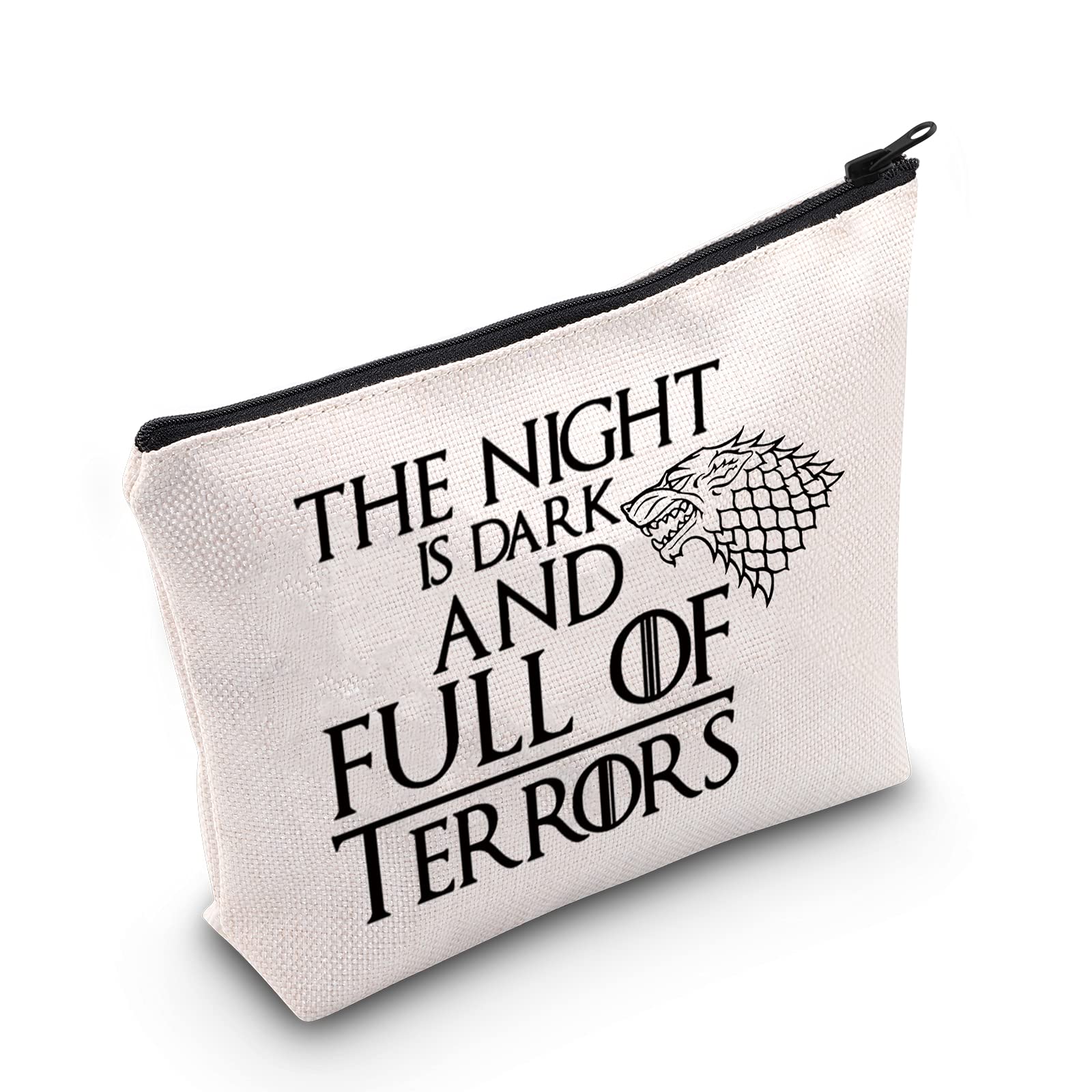 LEVLO Game of Thrones Cosmetic Make Up Bag Game of Thrones Fans Gift The Night is Dark and Full Terrors Game of Thrones Makeup Zipper Pouch Bag for Friend Family, The Night is Dark,