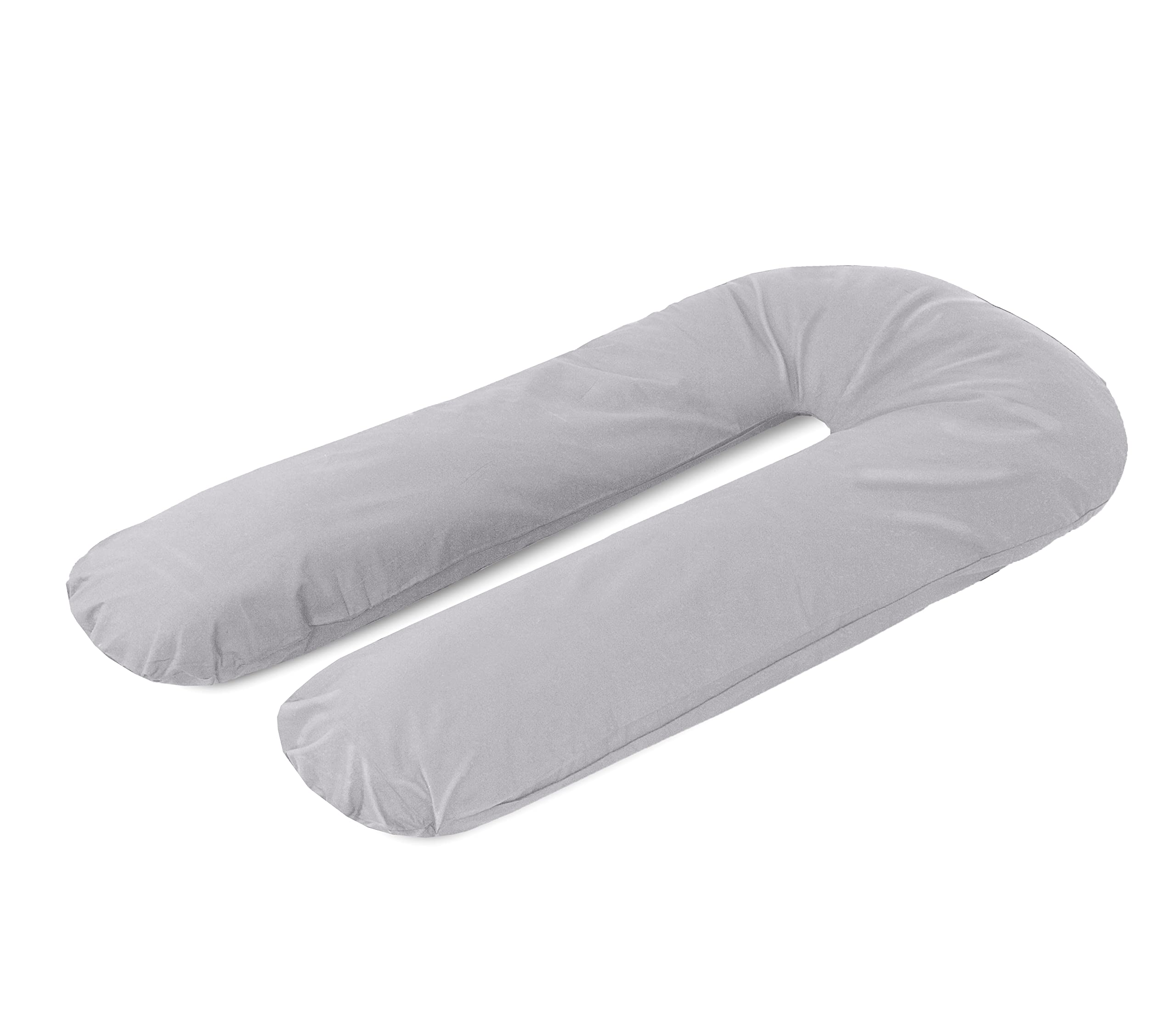 A ATH COLLECTION Pregnancy Pillowcase 9 FT, 12 FT, U Shaped Full Body Pillow Cover with zip, Nursing, Support and Maternity Pillow for Pregnant Women Cover Only (9 FT, Silver)
