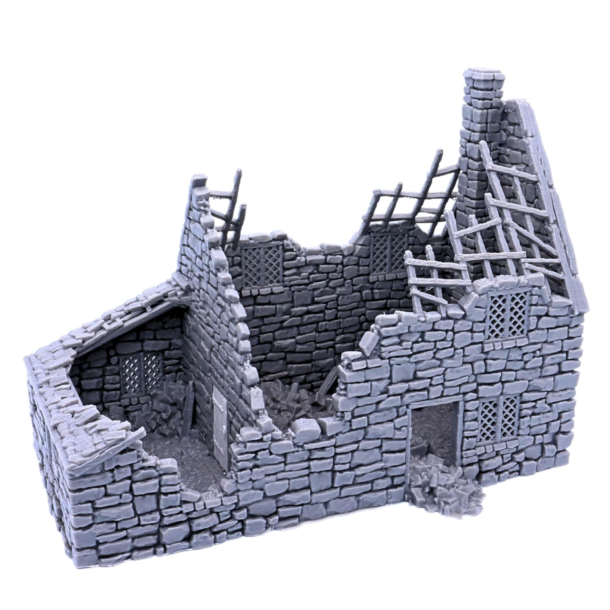 Ruined Crow Cottage House Building Set – Fantasy Historical Miniatures, Paintable 28mm – 32mm Medieval Building for RPG Wargaming Terrain