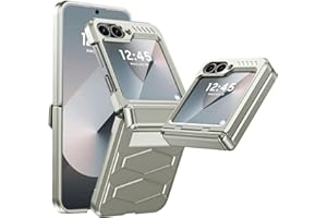 Vizvera for Samsung Galaxy Z Flip 6 Case with Hinge Protection, Flip 6 Case with Screen Protector Shockproof All-Inclusive Rugged Phone Cover Wireless Charging for Z Flip 6 5G (2024)-Natural Titanium