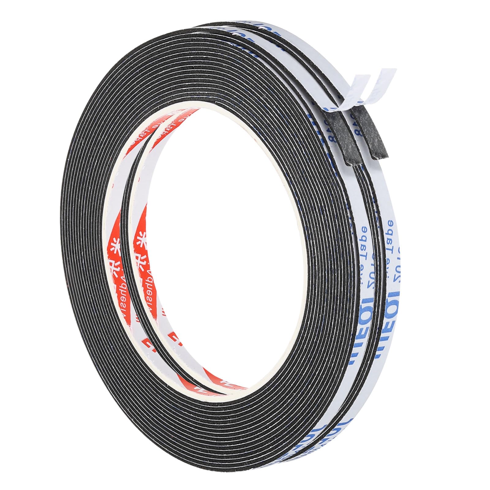 PATIKIL 5m/16.4ft Sealing Foam Tape, 2 Pack 5mm Wide 1mm Thick Single Sided Weather Stripping Door Furniture Seal Strip for Window Pipes Insulation, Black