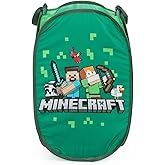 Jay Franco Minecraft Pop Up Hamper - Mesh Video Game Laundry Basket Bag with Durable Handles - Storage for Clothes or Toys