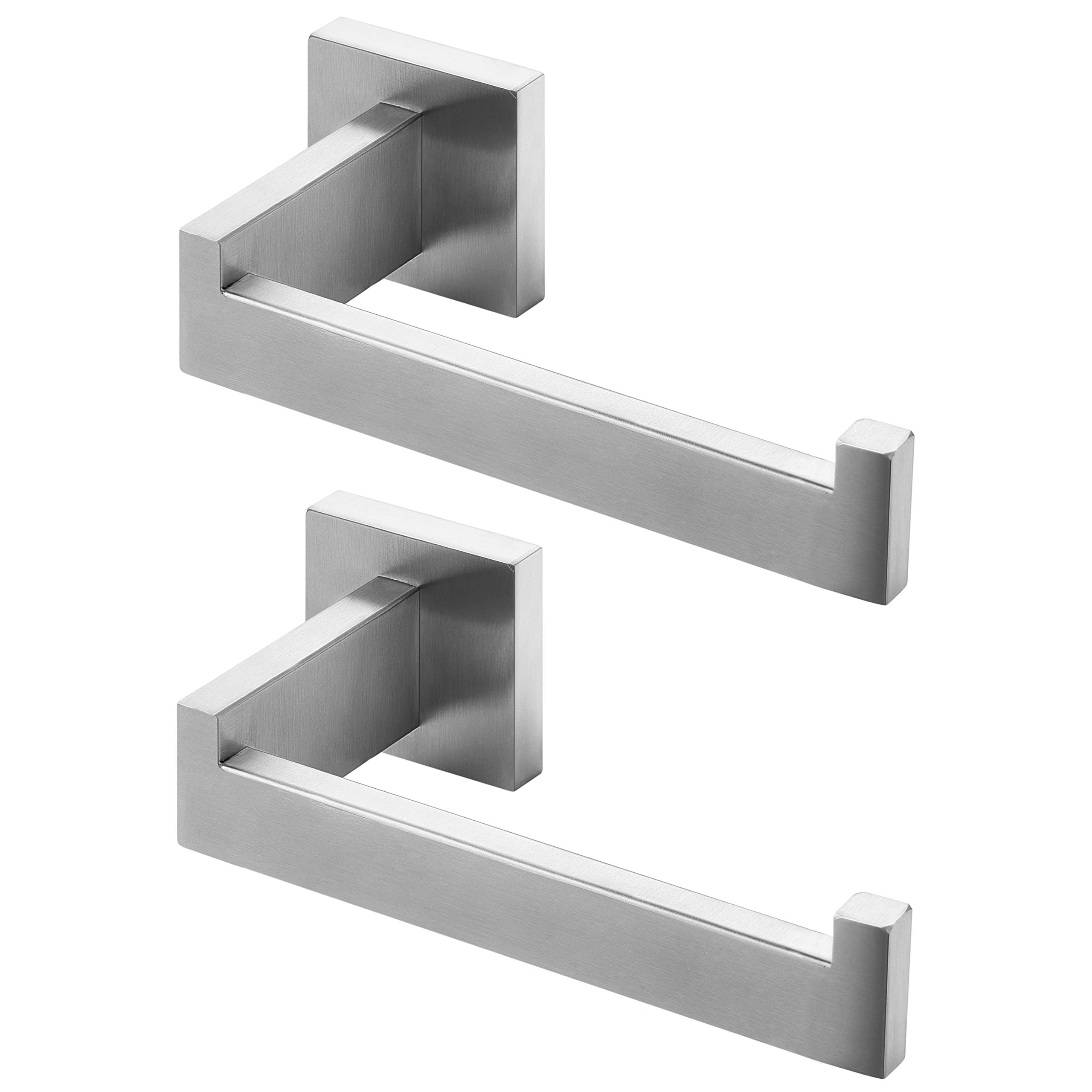 HITSLAM Brushed Nickel Toilet Roll Holder Wall Mounted Premium 304 Stainless Steel Toilet Paper Holder for Bathroom Rustproof Square 2 Pack
