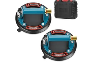 Zautool 2 Pack 8" Heavy Duty Vacuum Suction Cup with Metal Handle and Brass Pump for Granite & Glass Lifting, 480lbs Load Capacity, Carrying Case