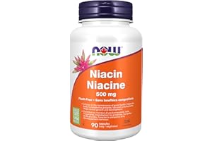NOW Supplements, Niacin (Vitamin B-3) 500 mg, Flush-Free, Double Strength, Nutritional Health, 90 Veg Capsules
