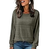 EVALESS Women's Soft Long Sleeve Blouses Crewneck Pullover Tops Business Casual Batwing Knitted Oversized Outfits 2026