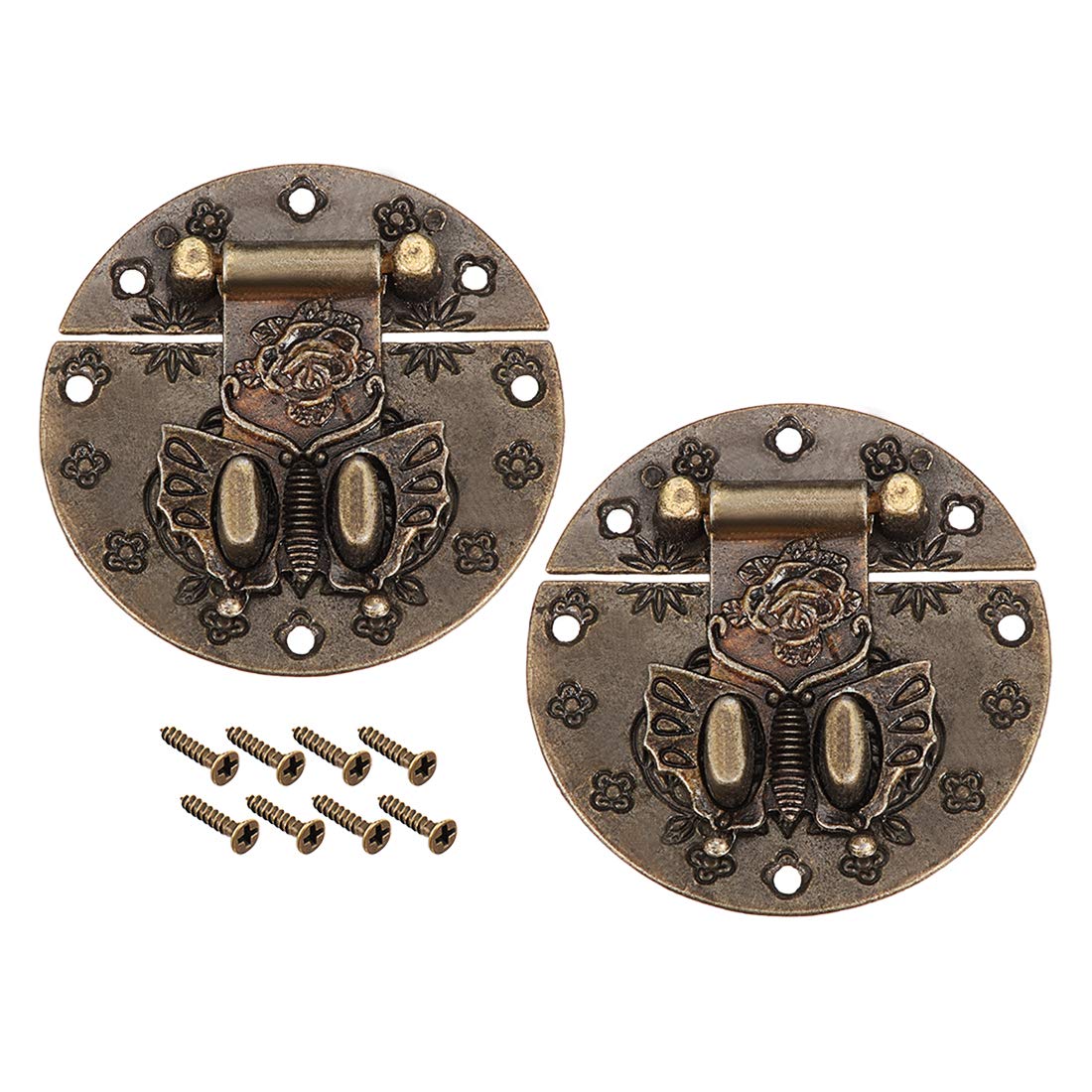 sourcing map 2 Sets Wood Case Chest Box Rectangle Clasp Closure Hasp Latches Bronze Tone 59mm