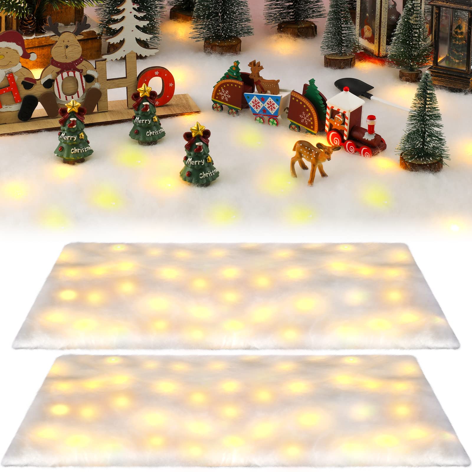 LED Christmas Snow Blanket Roll with Lights, Lighted Snow Blanket with ...