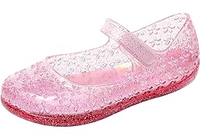 OMGard Princess Dress Sandals Jelly Shoes for Toddler Girls Size 8, Blue Bird Nest Layered Lines Mary Jane Flats Childrens Clear Glitter with Hollow-Carved
