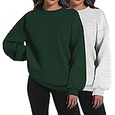 XFIFM 2 Pack Womens Oversized Sweatshirts Hoodies Long Sleeve Tops Fall Winter Clothes Crewneck Cozy Outfits Pullover