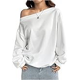 MakeMeChic Women's Off The Shoulder Sweatshirt Tops Long Sleeve Oversized Sweatshirts