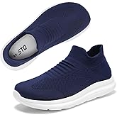 STQ Wide Toe Box Walking Shoes Women : Sock Orthopedic Slip On Shoe, Non-Slip Comfort Mesh Diabetic Sneakers for Plantar Fasciitis Relief, Bunions