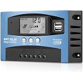 DYVIAHOME 30A MPPT Solar Panel Charging Controller, 12V/24V Auto Solar Battery Charger Controller with LCD Display, Dual USB Port and Timer Setting ON/Off Hours