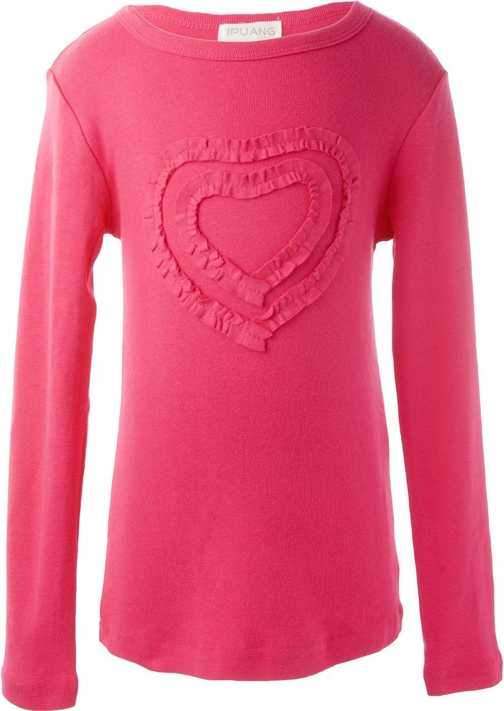 Ipuang Girls' Heart-Shaped Long Sleeve T-Shirt