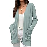 Sulozom Cardigan Sweaters for Women Casual Long Sleeve Open Front Knit Long Cardigans with Pockets