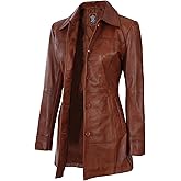 Decrum Leather Coats for Women - Carcoat Style Winter Fashion Womens Long Leather Jackets