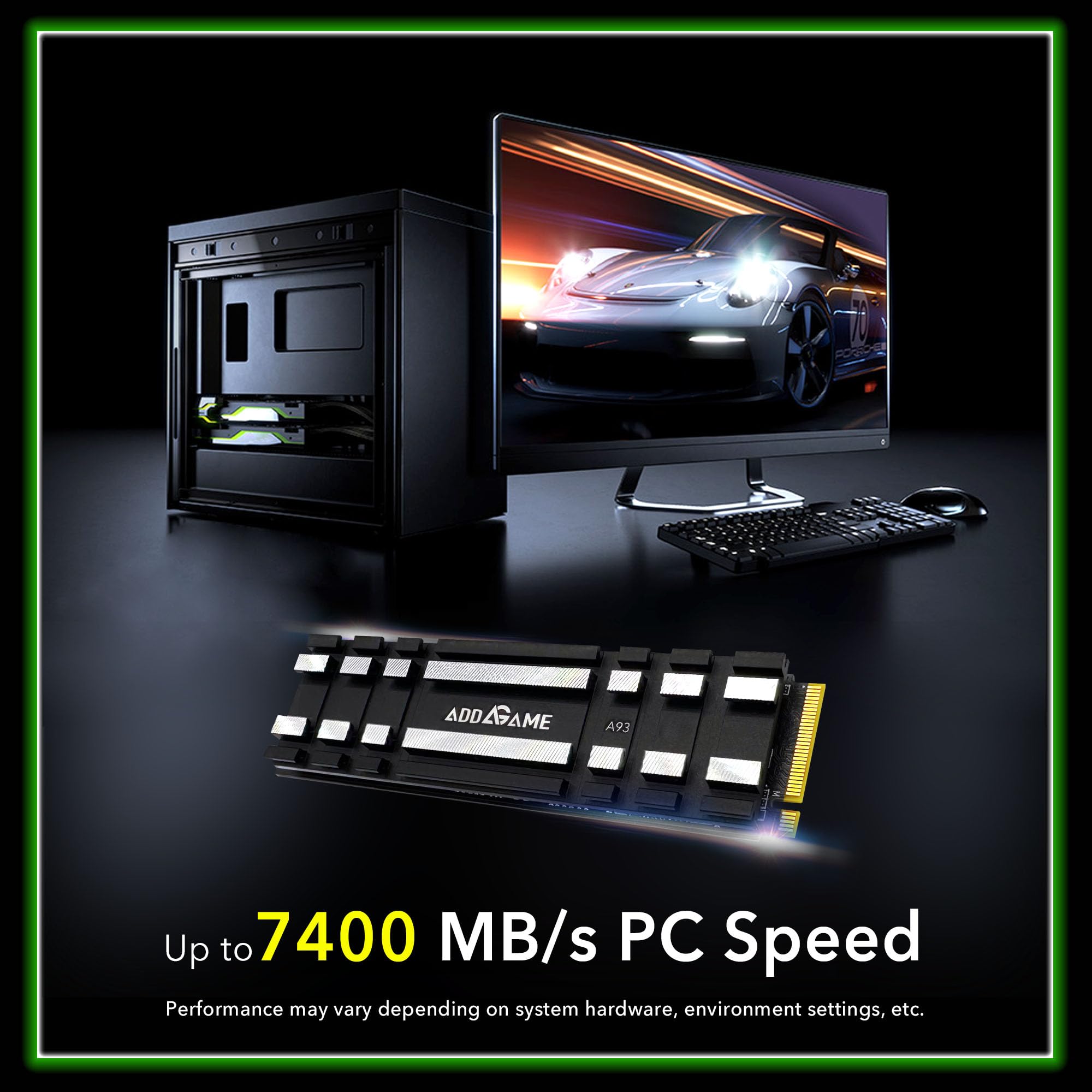 Addlink A93 2TB Storage Expansion for PS5 Console with Heatsink, Up to 7400mb/s, Gen 4 PCIe NVMe m.2 2280, SLC Cache Internal Solid State Drive(‎ad2TBA93M2P)