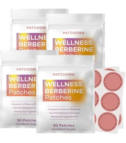 Amazon.com: Patchora Wellness Berberine Patches – 4 Pack (120