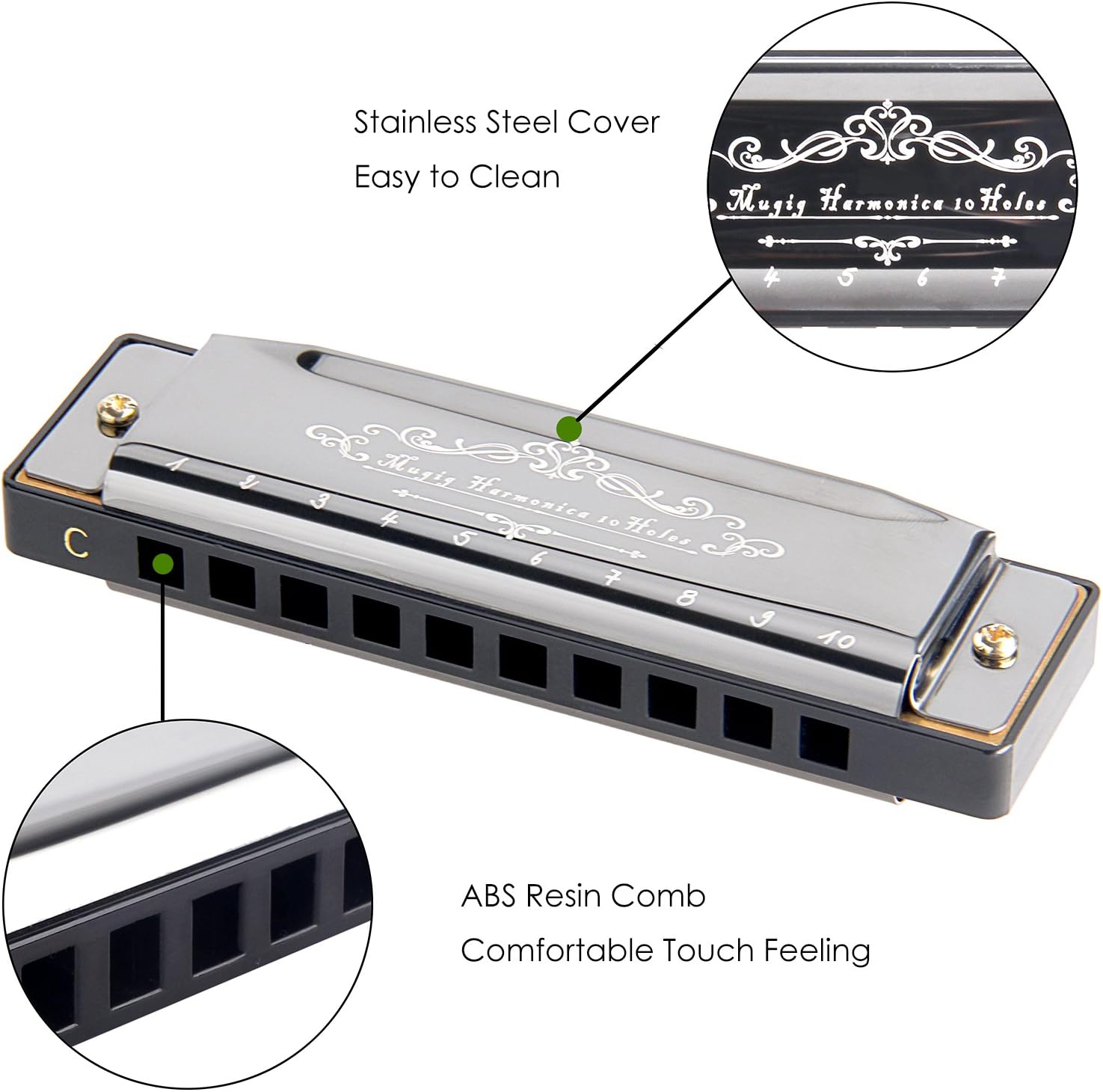 Mugig Mundharmonika C Dur Major Blues Harmonika 10 Loch Mundharmonika Fur Kinder Anfanger Und Fortgeschrittene Weihnachtsgeschenk Amazon De Musikinstrumente