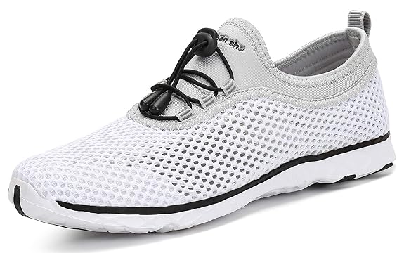 SAGUARO Damen Herren Aquaschuhe Mesh Atmungsaktive Rutschfeste Schnell Trocknend Lace up Freizeit Leichte Outdoor Sportschuhe