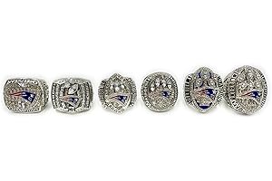 Hdnakit NATIONAL FOOTBALL CHAMPIONSHIP RING 2001 2003 2004 2014 2016 2018 NEW ENGLAND ，SIX CHAMPIONSHIP RINGS WITH WOOD BOX GIFT FOR CHRISTMAS AND BIRTHDAY