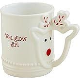 Mud Pie Figural Handle Mug, Reindeer, 16 oz