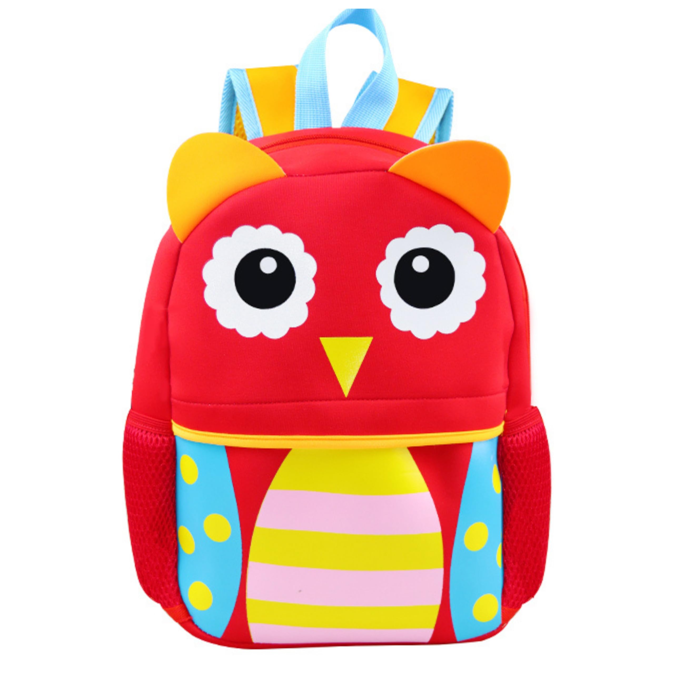 Fenrici Cute Owl Toddler Backpack for Girls – Lightweight Preschool Daycare Bag with Side Pockets – Red Animal Design for Ages 2–5 – Soft, Durable, and Adjustable Straps