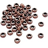 Fashewelry 50Pcs Alloy Large Hole Beads Red Copper European Spacer Beads Tibetan Western Flat Round Rondelle Ring Donut Metal Bead 5.5x9.5mm for Macrame Jewelry Bracelet Necklace Making Hole: 5mm