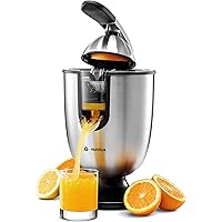 Eurolux Electric Citrus Juicer Squeezer, for Orange, Lemon, Grapefruit, Stainless Steel 160 Watts of Power Soft Grip Handle a