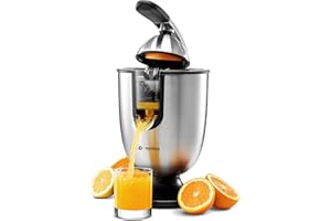 Eurolux Electric orange juicer squeezer | Pro Stainless Steel Citrus Juicer with Soft Grip Handle for Effortless Juicing, Also Fits Lime & Grapefruit Auto Shutoff, Dishwasher-safe Parts, Pulp Control