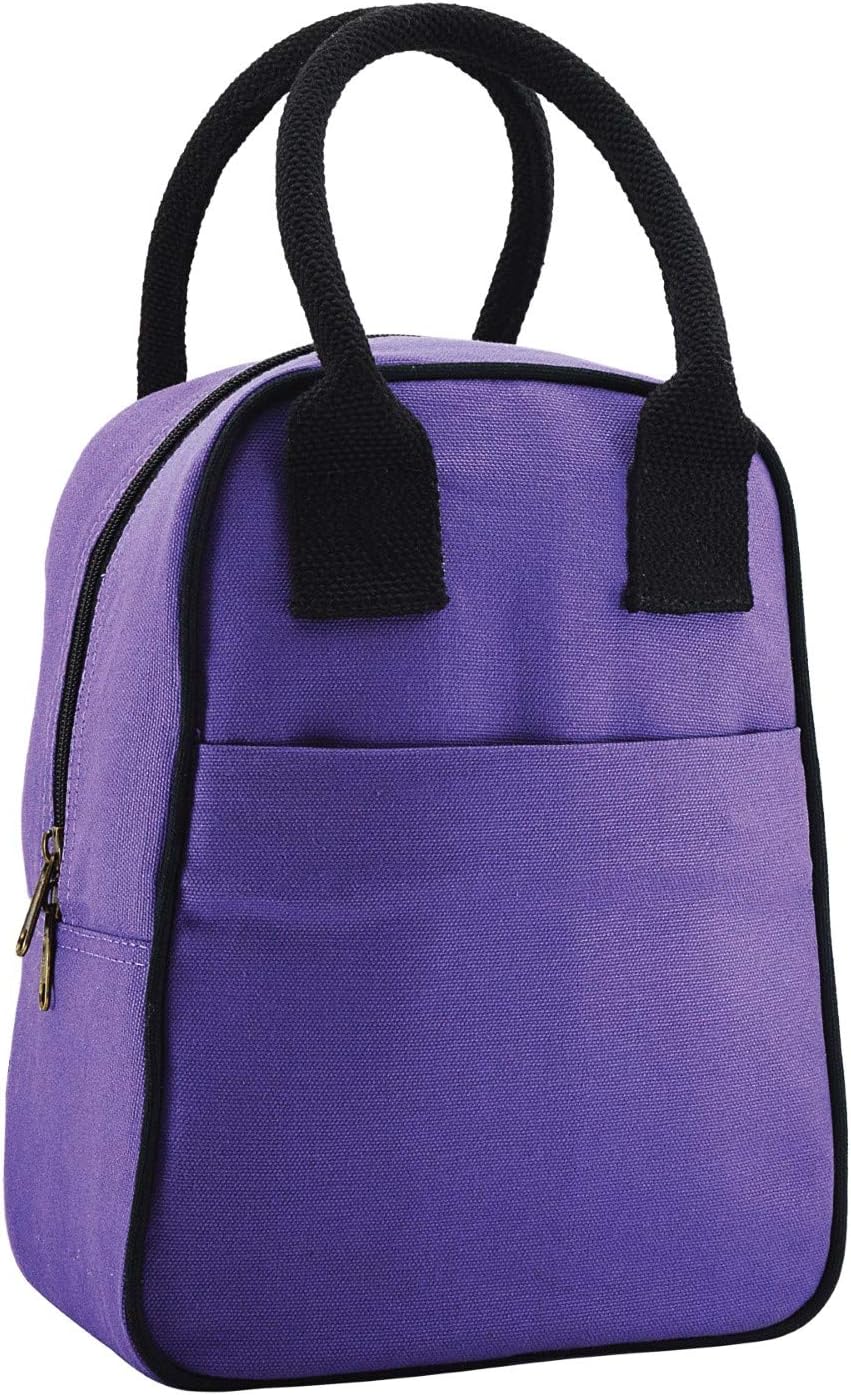 FATMUG Lunch Bag for Office Women Men and Kids- Eco-Friendly Small Travel Tote Handbag - Purple