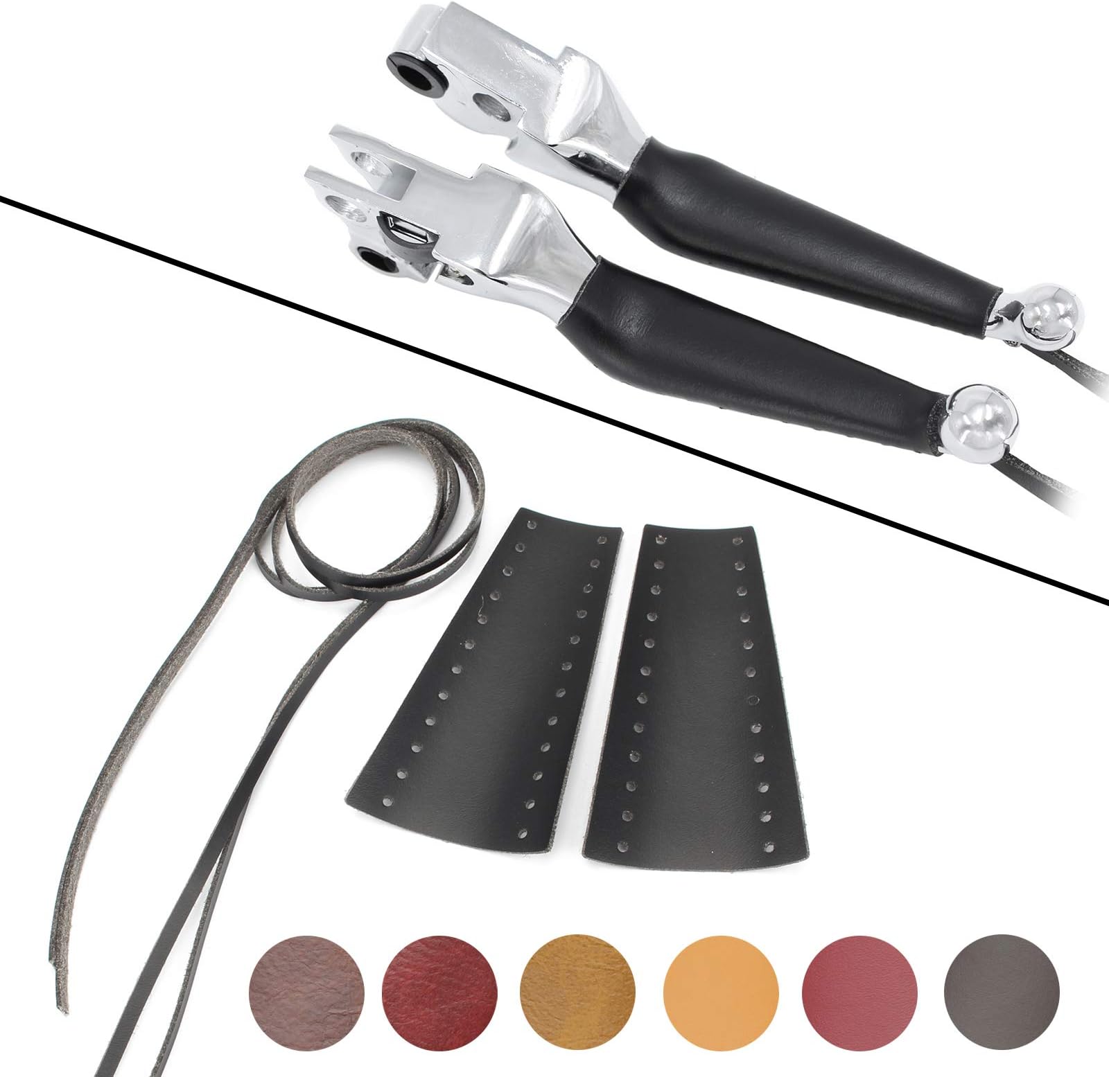 Heavy Duty Black Leather Motorcycle Brake Clutch Lever Covers for Touring Sportster Chopper Bobber Chief Classic Chieftain Universal