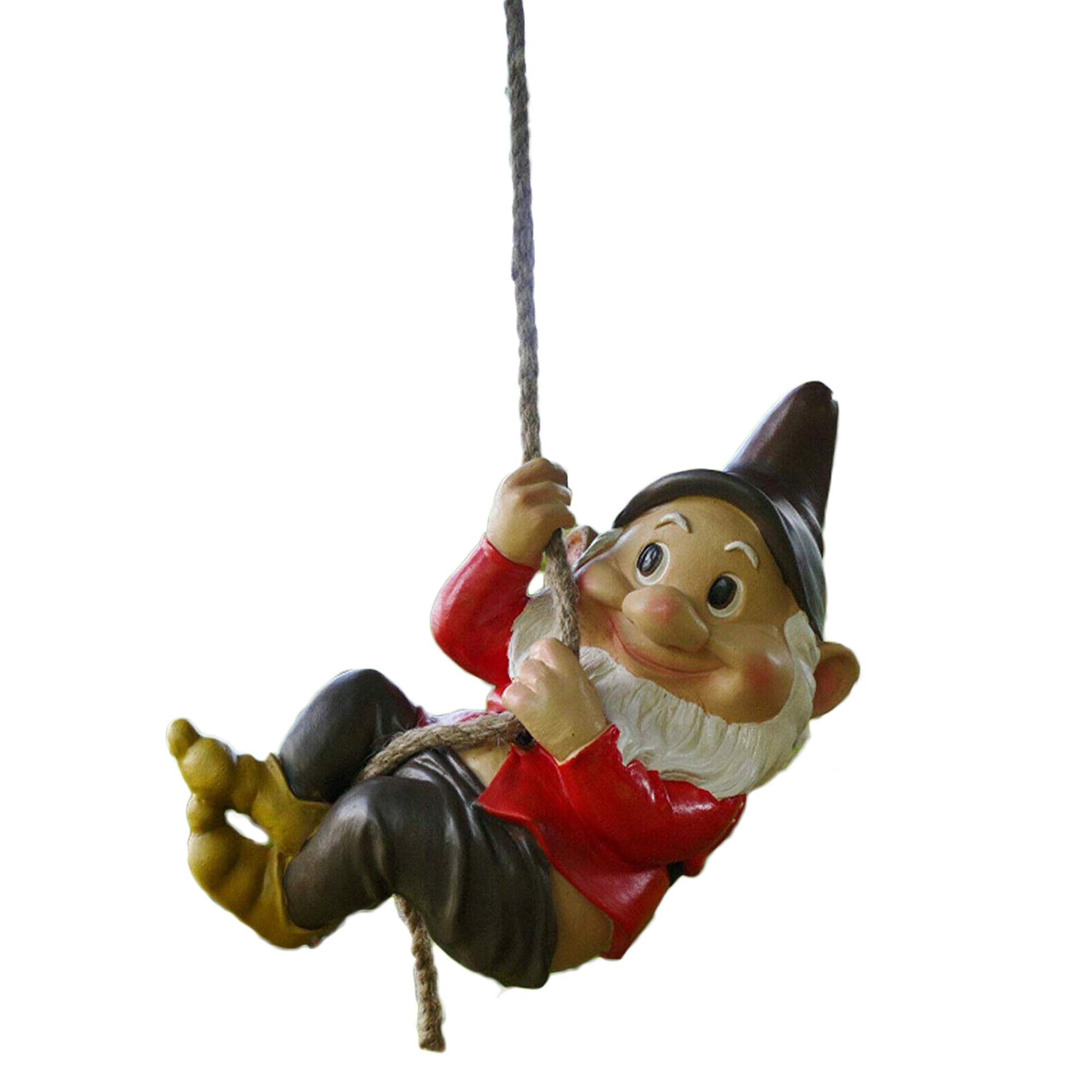 Climbing Gnome Hanging Rope Garden Tree Ornament Statue Sculpture Decoration C