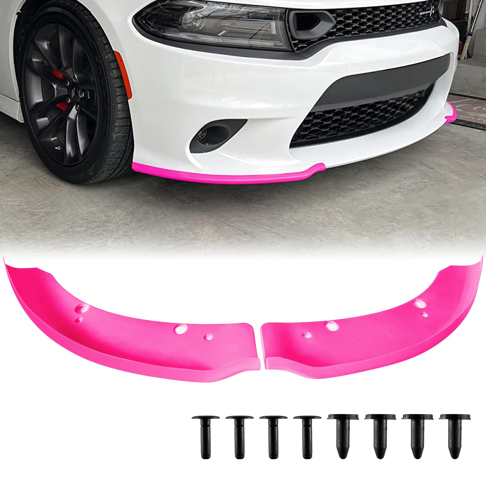 Photo 1 of *******SIMILAR ITEM*******Front Bumper Lip Splitter Protector, Dodge Front Splitter Dedicated to 2015-2023 Dodge Charger SRT 392/Scat Pack/RT Scat Pack 2019-2023 Charger GT/RT (Pink)