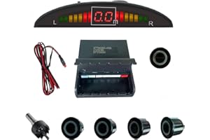 SANDETOUN Parking Sensor Kit Backup Sensor Kit Reverse Sensor for Pickup & Extended Vehicles- Four 5.95m Sensors for Rear Ins