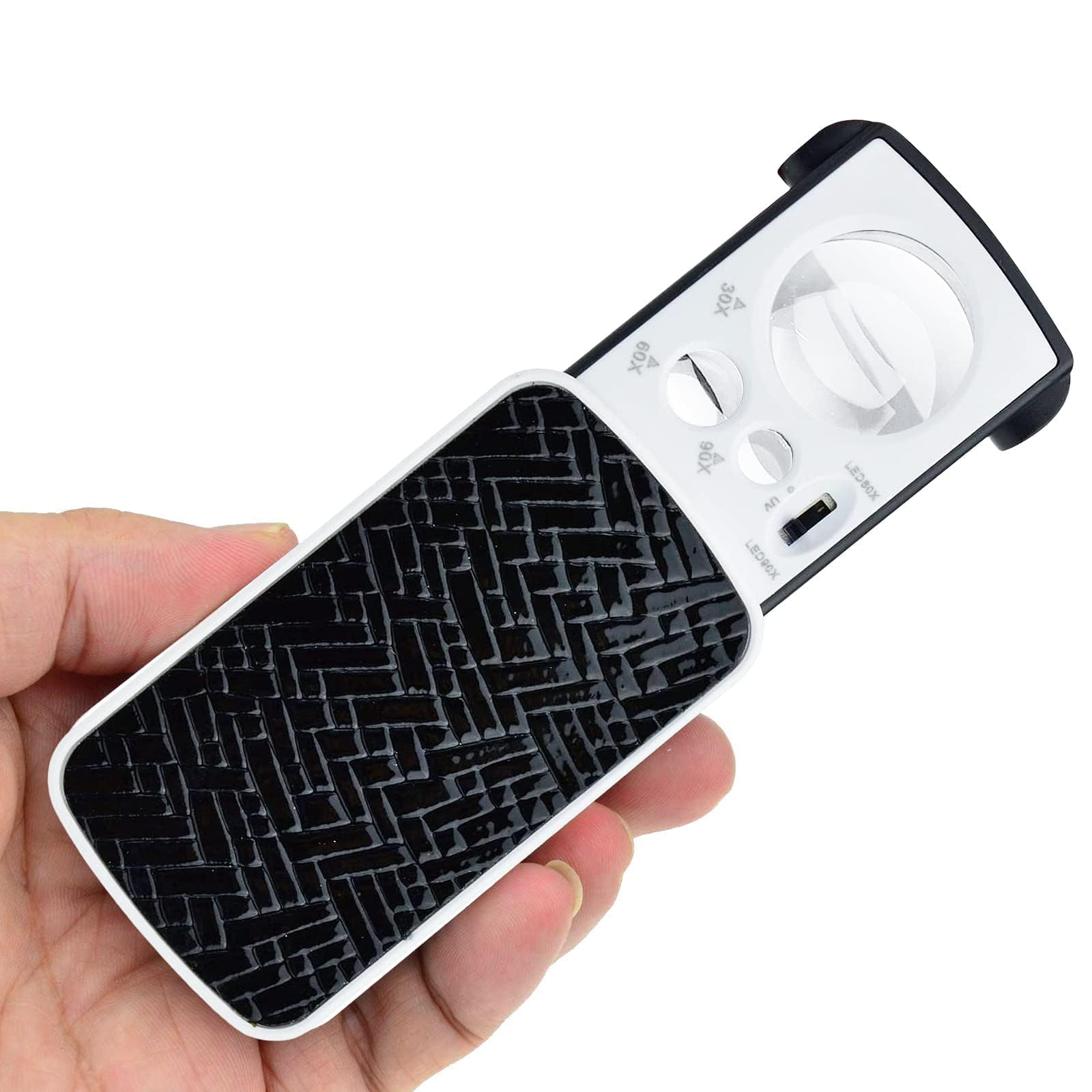 Jewellers Loupe Magnifier 30x 60x 90x Illuminated Jewelers Eye Loupe Magnifier, Jewellery Magnifying Glass Pocket Magnifier Jewellers Loupe Jewellers Magnifying Glass Pocket Magnifying Glass for Gems