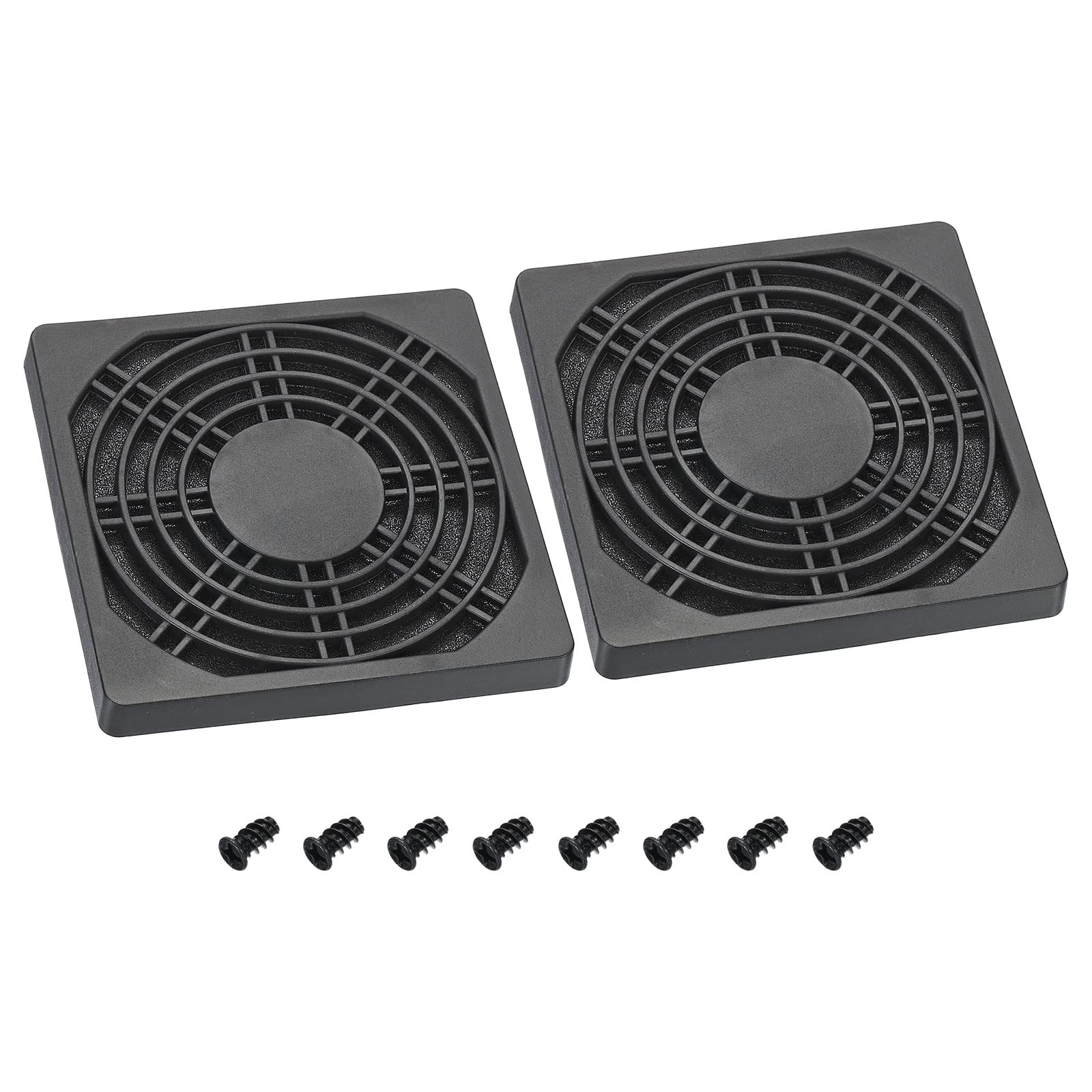 PATIKIL 92mm Cooling Fan Filter with Screw, 2 Pack ABS Ventilator Grill Protector Guard for Fan Protective Cover DIY, Black