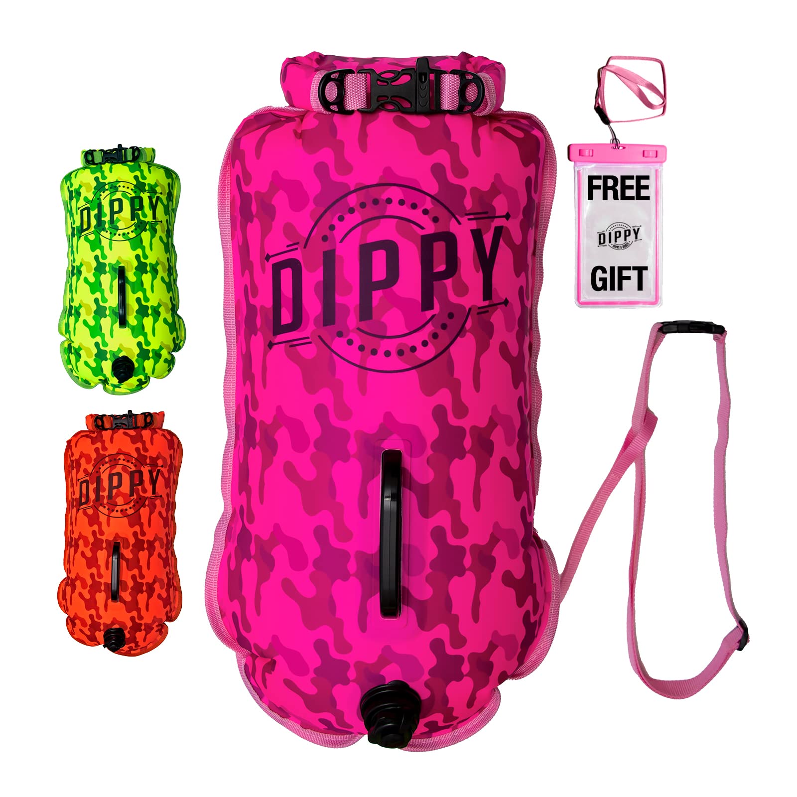 DIPPY Tow Floats for Open Water Swimming | 28L Swim Buoy Open Water | Tow Float Dry Bag | Wild Siwmming Accessorise