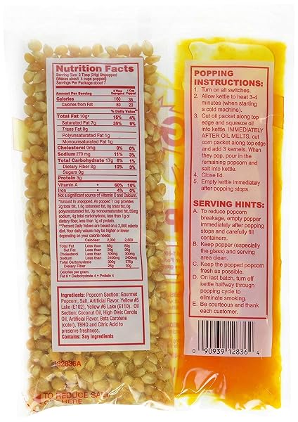 PERFECTWARE 8OZ POPCORN PORTION PACKS- CASE OF 36 PACKS