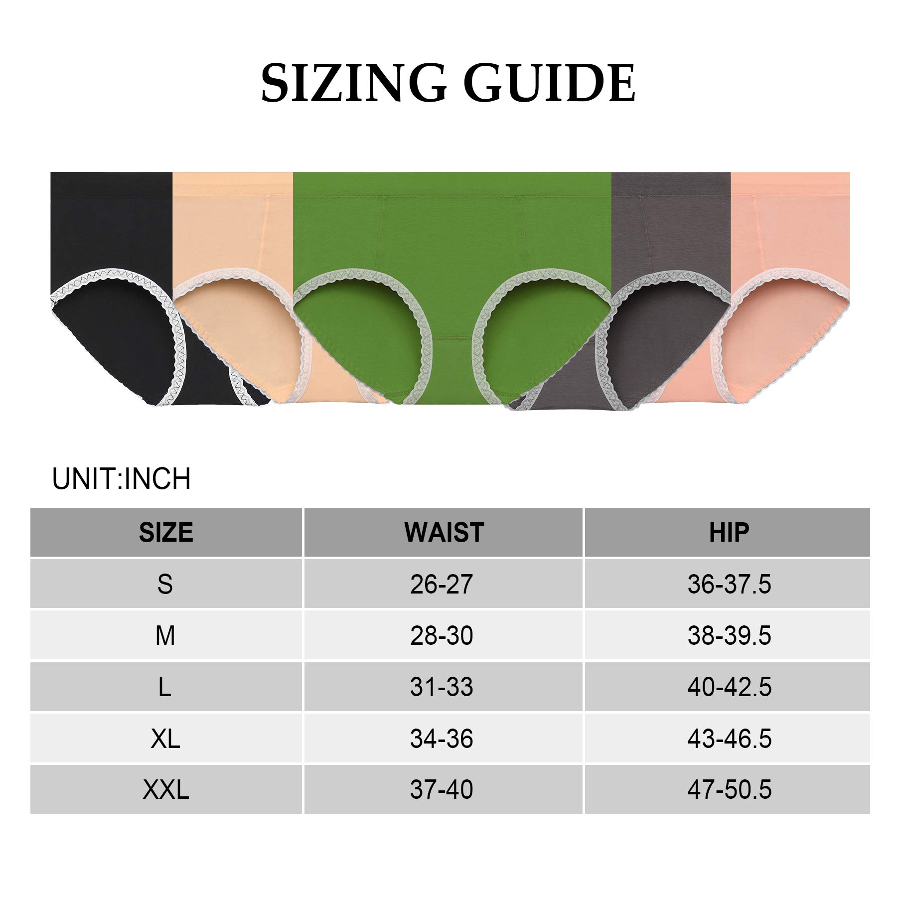 IESUNNY Women\'s Underwear Cotton, Mid Rise Breathable Cotton Lady Soft Panties Briefs for Women (1black+1beige+1green+1gray+1pink=Total 5 Pack, L)