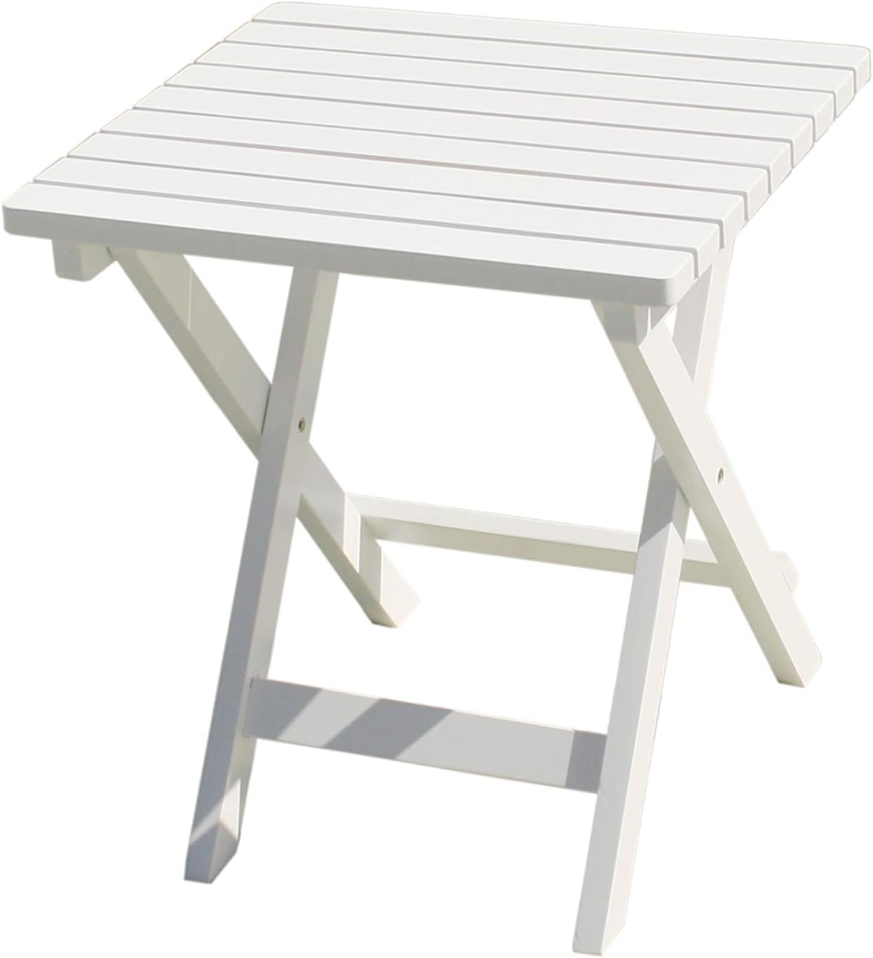 Rockingrocker - T033SWT White Wooden Rectangular Folding Side Table - No Assembly Required - Suitable for Porch and Indoor - W15.75 x D17.72 x H18.9 Inches: Kitchen & Dining