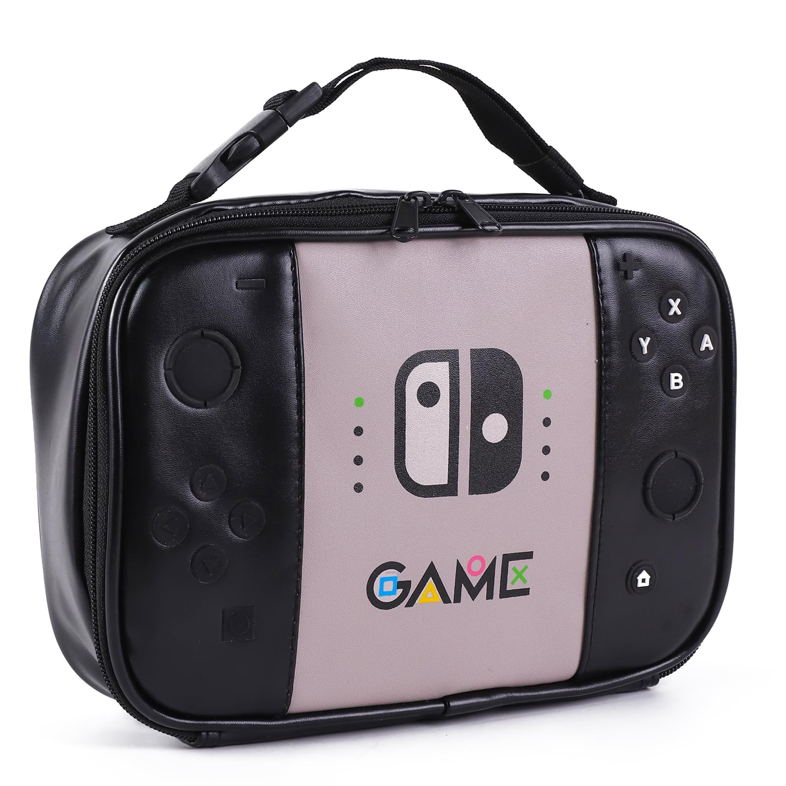 ONTESY Boys Lunch Bag Switch Game Lunch Bag Thermal Insulated Bentobox Container Waterproof Leather Mini Lunch Cooler for Boys Girls Kids Toddlers Teens Men Women for School Pinic (Black)