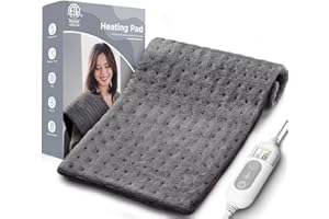 MLIVROM Heating Pad for Back & Cramps Relief,Electric Heat Pad Fast Heat,6 Level Heat Setting,3 Level Timming,Auto Shut Off, Machine Washable,Suitable for Back,Neck,Abdomen Pain Relief (Dark Grey, 12''×24'')
