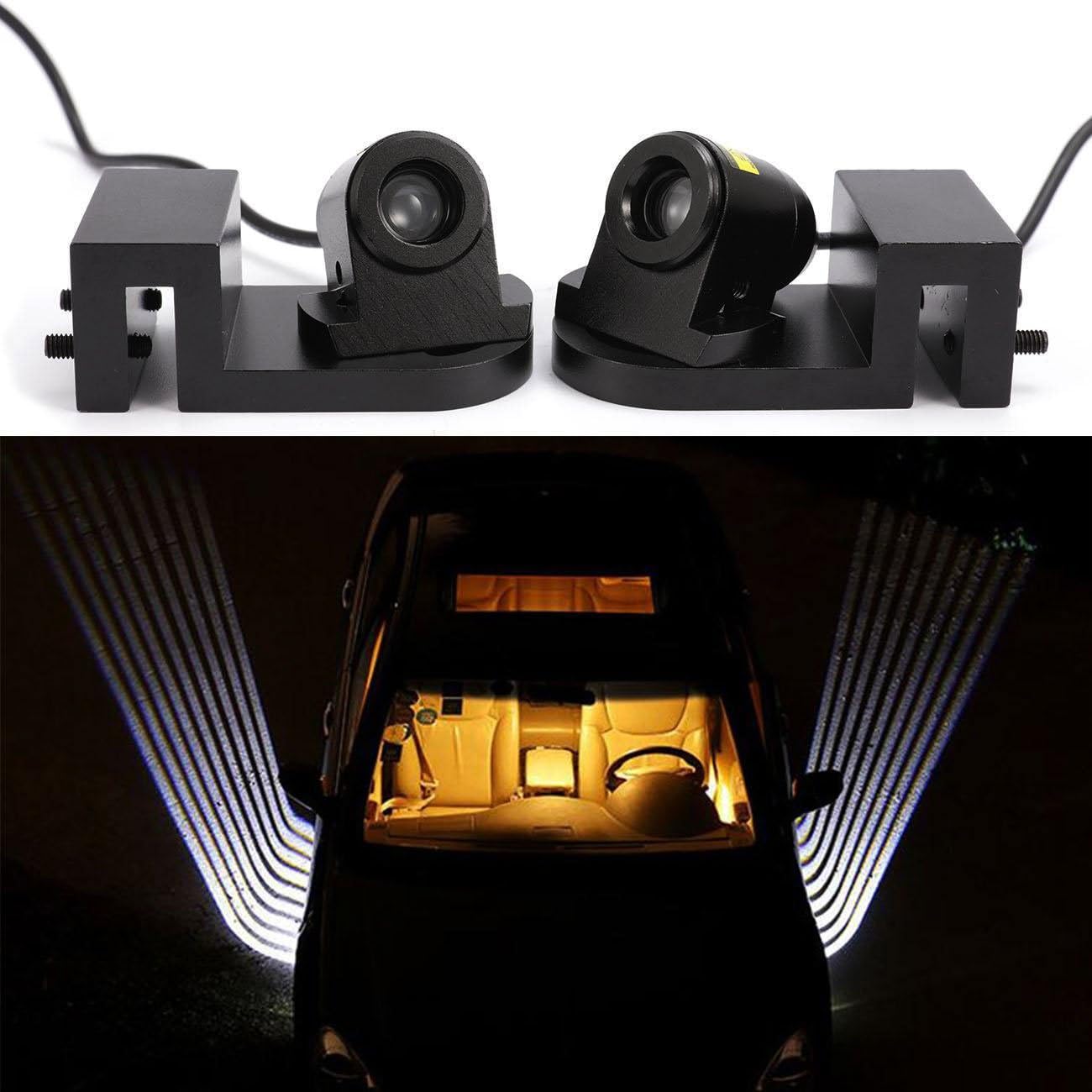 POWLAB A Pair Angel Wings LED Light White Welcome Light Shadow Projector For Most Cars Trucks Universal