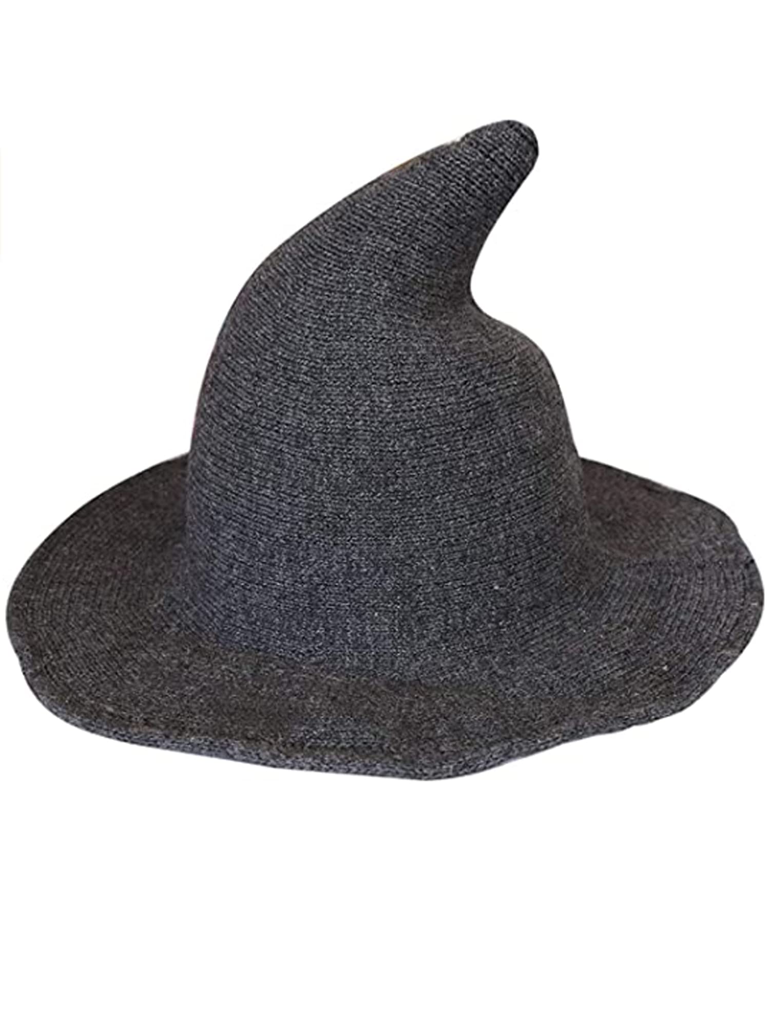 YILEEGOO Women Witch Pointed Hat, Brim Foldable Brim Knitted Cosplay Halloween Party Masquerade Costume Accessory for Adult
